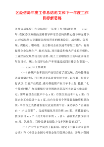 区经信局年度工作总结范文和下一年度工作目标新思路