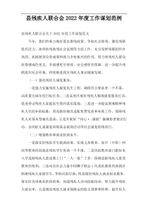 县残疾人联合会2022年度工作谋划范例