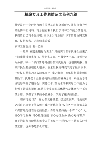 精编实习工作总结范文范例九篇