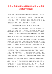 市自然资源和规划分局推进全域土地综合整治建设工作思路