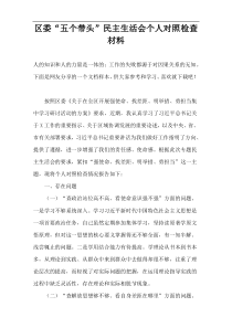 区委“五个带头”民主生活会个人对照检查材料