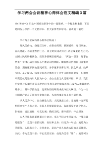 学习两会会议精神心得体会范文精编3篇