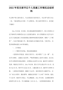 2022年党支部书记个人党建工作情况总结材料