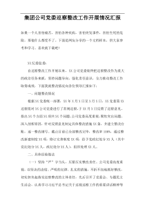 集团公司党委巡察整改工作开展情况汇报