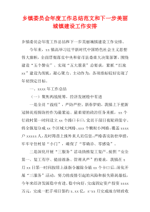 乡镇委员会工作总结及下一步美丽城镇建设工作安排