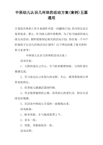 中班幼儿认识几何体的活动方案(案例)五篇通用