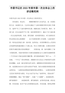 [精编参考]市委书记在市委一次全体会上的讲话稿范例