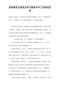 组织部党支部党史学习教育半年工作综述总结