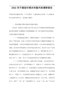 2022关于规划引领乡村振兴的调研报告