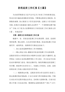 防范返贫工作汇报精选材料【三篇】