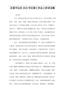 区委书记在2022年区委工作会上的讲话稿