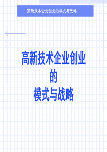 高新技术企业创业的模式与战略