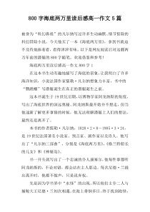 [800字]海底两万里读后感高一作文5篇