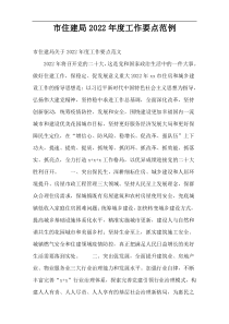 市住建局2022年度工作要点范例