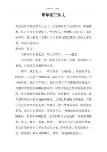 那年初三作文