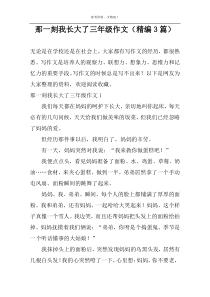 那一刻我长大了三年级作文（精编3篇）