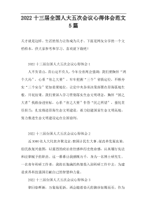 2022十三届全国人大五次会议心得体会范文5篇