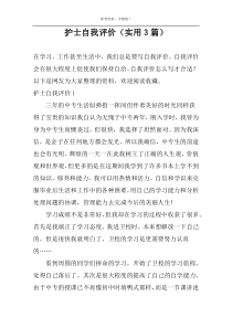 护士自我评价（实用3篇）