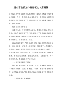超市营业员工作总结范文3篇精编