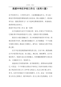 我爱中华汉字初三作文（实用5篇）