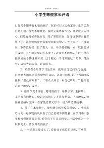 小学生寒假家长评语