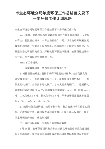 市生态环境分局年度环保工作总结范文及下一步环保工作计划思路