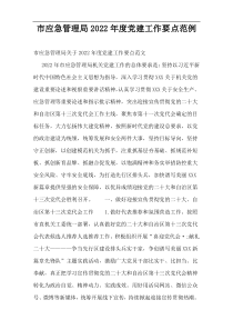 市应急管理局2022年度党建工作要点范例