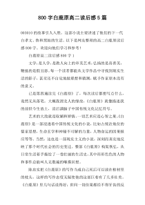 [800字]白鹿原高二读后感【五篇】