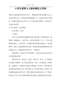 小学生爱国主义演讲稿范文范例