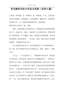 有关新时代好少年征文范例（实用5篇）