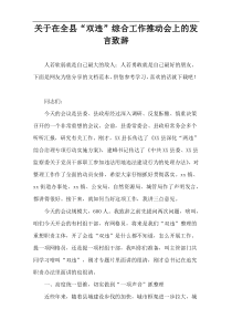关于在全县“双违”综合工作推动会上的发言致辞​​​​​​​​​​​​​