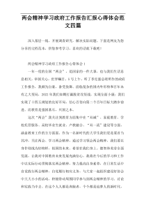 两会精神学习政府工作报告汇报心得体会范文四篇