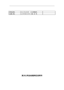 某分公司总经理岗位说明书