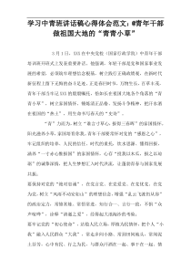 学习中青班讲话稿心得体会范文：@青年干部做祖国大地的“青青小草”【通用实例】
