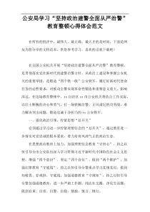 公安局学习“坚持政治建警全面从严治警”教育整顿心得体会范文【通用实例】