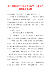 县工信局年度工作总结范文和下一步数字产业发展工作思路