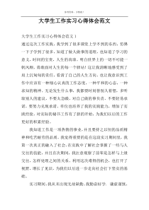 大学生工作实习心得体会范文