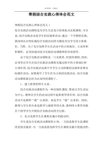 寒假综合实践心得体会范文