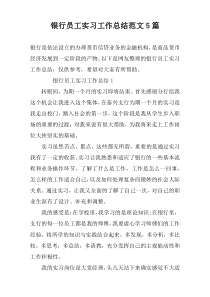 银行员工实习工作总结范文5篇