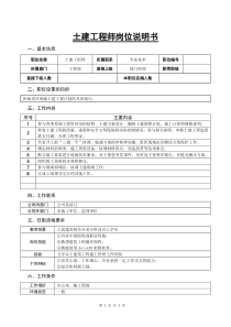 某房地产公司土建工程师岗位说明书