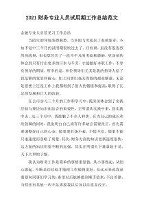 2022财务专业人员试用期工作总结范文