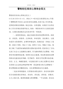 警衔初任培训心得体会范文