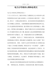 电力公司培训心得体会范文