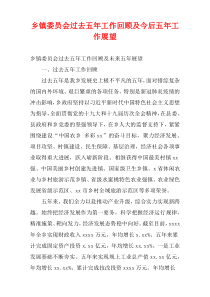 乡镇委员会过去五年工作回顾及今后五年工作展望