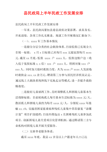 县民政局上半年民政工作发展安排