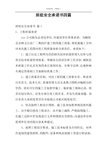 班组安全承诺书四篇