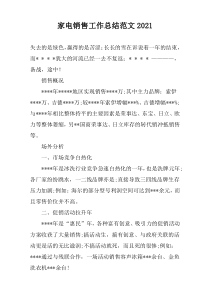 家电销售工作总结范文2022