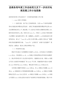 县商务局年度工作总结范文及下一步农村电商发展工作计划思路