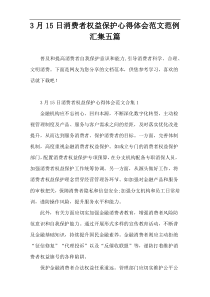 3月15日消费者权益保护心得体会范文范例汇集五篇