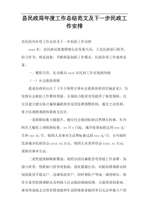 县民政局年度工作总结范文及下一步民政工作安排